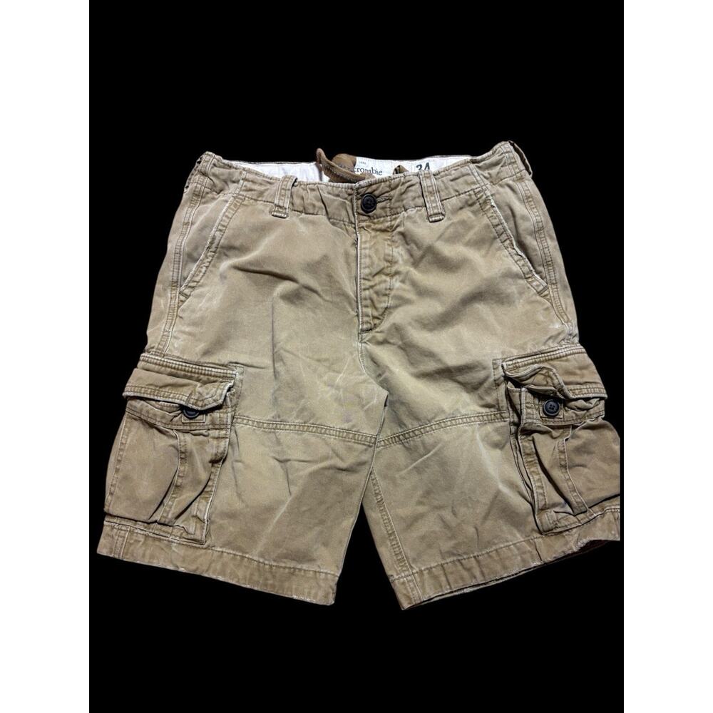 Vtg Y2K Abercrombie & Fitch Cargo Shorts Mens 34 Khaki Tan Utility Drawstring